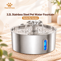 Fontaine à eau pour chat en acier inoxydable de 3,2 L, automatique, électrique, alimentée par USB, avec filtre à charbon