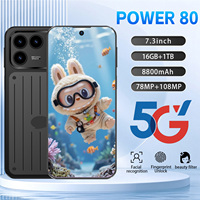 Ponsel Pintar Android 5G Grosir Power 80 Family Sharing Pasar Global 16GB 1TB Layar 7.3 Inci Baterai 8800mAh Pengenal Wajah Tahan Lama