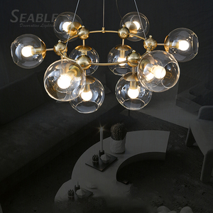 Personalità creativa vento industriale camera da letto di lusso bolla di vetro lampadario luce - Product Image 5