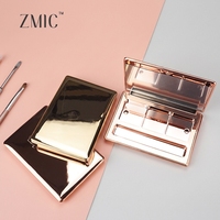 3 boîtes de poudre compacte vides, palette de blush crémeux, palette de maquillage rose doré, étui à fards à paupières magnétique avec miroir et pinceau