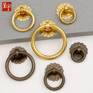 Poignée de meuble en laiton de style chinois, anneau de traction double fleur de prunier, quincaillerie de tiroir et de porte, décoration de surface durable - Product Image 2