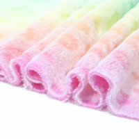 Grosir 100% poliester kain flanel kembali dicetak memotong bunga lembut warna pelangi desain rajutan untuk tirai dan penggunaan pernikahan