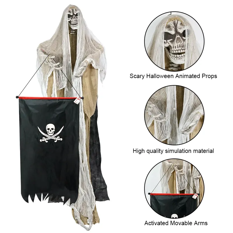 Halloween Decoração Adereços Animados Assombrados Lifesize Luzes Led Olhos Para cima Bruxa Falando Lobos Palhaços