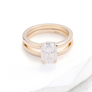 Joyería fina Cojín Corte Laboratorio Blanco 2.5CT Moissanite Anillos de boda para parejas Oro amarillo 10K en línea - Product Image 3