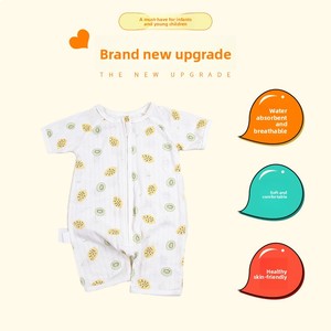Estate neonata Jacquard tuta <span class=keywords><strong>100</strong></span>% pigiama di cotone con maniche corte tessuto a maglia traspirante per neonati - Product Image 2