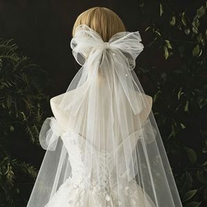 Hot Sale White Light Luxury Wedding Bride <strong>Hai</strong> Clips Princess Elegant Big <strong>Bow</strong> Pearl Spring Clip Hair Accessories - Product Image 1