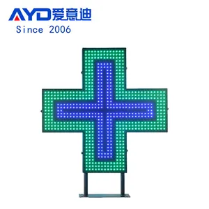 70CM Outdoor Led Cross Sign Led Animated Light Blue and Green Color Board for Pharmacy