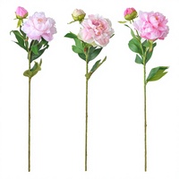 Fleur artificielle de pivoine rose en soie avec tige florale pour mariage, décoration de la maison et photographie de mariage
