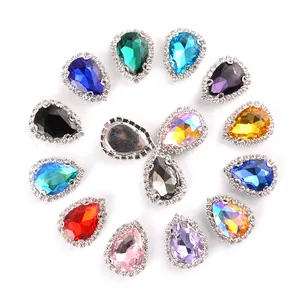 Jingcan New Tear Drop Claw Đá Pha Lê Rhinestone May Trên Rhinestone Với Claw Để Trang Trí