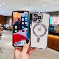 Coque transparente plaquée or de luxe avec chargeur magnétique sans fil et protection d'appareil photo pour iPhone 17 16 15 14 13