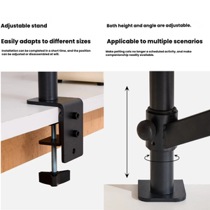 เตียงแมวไม้ยางพาราปรับระดับได้สไตล์มิดเซ็นจูรี่ เกรด ENF พร้อมเบาะเชือกฝ้ายทอมือ ใช้เป็นเตียงแมวแบบตั้งโต๊ะได้ - Product Image 4