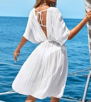 Robe de plage une pièce personnalisée pour femme avec cordon de serrage, idéale pour la piscine et l'été – Collection JR Factory