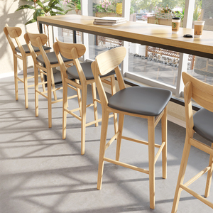 Silla de café de estilo escandinavo de alta calidad, de madera Simple taburete de bar, sillas para muebles de Bar, pizzería - Product Image 3
