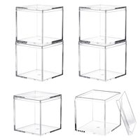 Boîte en acrylique transparent Cube carré en plastique Conteneurs en cube carré en acrylique avec couvercle Boîte de rangement