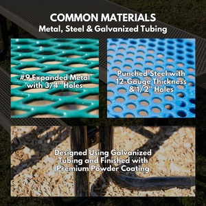 Coated Industrial Design Heavy-Duty Portable Outdoor Picnic Table Umbrella Hole Expanded Metal Stain Resistant <strong>Patio</strong> Table - Product Image 4