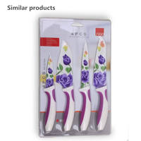 HSK Prix Favorable Mongol Petit Inoxydable Steal Cuisine Couteau Set 5 pièces ensemble coloré cuisine couteau grille motif poignée