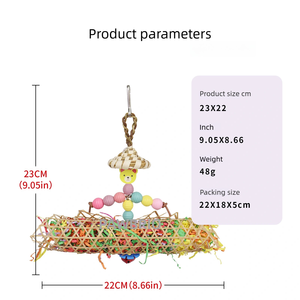 Jouet à mâcher pour perroquet en herbe de sisal de luxe en rotin durable écologique perles colorées cordes interactives sûres pour les perruches perroquets - Product Image 5