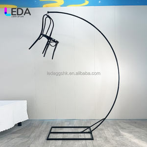 Support de lustre de mariage LEDA moderne en fer forgé avec cadre arqué, noir, robuste, pour décoration de table extérieure pour événements - Product Image 4