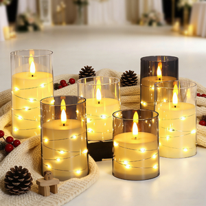 Décorations et fournitures de mariage, bougies LED sans flamme, scintillantes, à piles, en plastique, pour fêtes, Noël, maison - Product Image 4