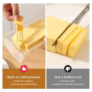 Yellow/Cream Color Kitchen Product Ideas Plastic Butter Slicer Cutter with Lid <b>Refrigerated</b> Butter <b>Container</b> Box - Product Image 5