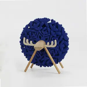 Modern Customized Pet Sheep Design Felt Coaster Set with Wood Holder Felt Cup Coaster