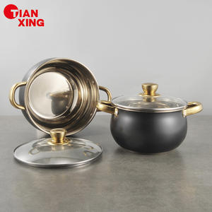 TIANXING 8-piece paslanmaz çelik TENCERE SETİ altın kolu çorba ve stok tencere siyah güveç seti indüksiyon tencere seti - Product Image 3