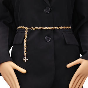 Chaîne de taille en alliage de cuivre style européen-américain avec bordure en strass pour femme, chaîne de corps tendance pour la plage - Product Image 1