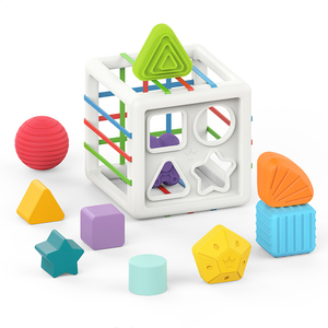 Samtoy – Cube d'activités éducatives <span class=keywords><strong>Montessori</strong></span> en Silicone, formes préscolaires, jeu de correspondance, jouets de tri pour 0 à <span class=keywords><strong>6</strong></span> <span class=keywords><strong>mois</strong></span> - Product Image 1