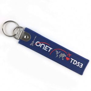 <b>Custom</b> Woven Chain Embroidered Black Embroidery <b>Key</b> Ring Aviation Gift Keychains - Product Image 4