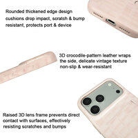 Étui en cuir de qualité supérieure style porte-cartes à motif crocodile exotique pour iPhone 17 Pro Max/16/15 Pro Max