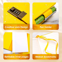 Journal secret personnel rechargeable mignon avec serrure, planificateur avec mot de passe à combinaison, en cuir avec stylo pour filles