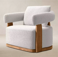 Fauteuil pivotant d'extérieur LUXORA moderne en teck Kavala, résistant aux intempéries, pour hôtel et jardin