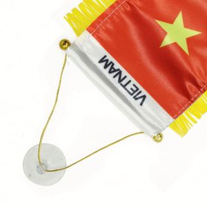 ธงผ้าซาตินเวียดนามแบบกำหนดเอง ธงติดรถยนต์ขนาดเล็ก พร้อมพู่สีเหลือง - Product Image 3