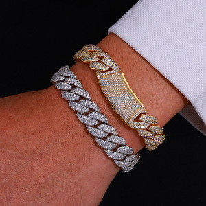 Pulsera de Moissanita Cubana de Burbujas de 13mm, Chapada en Oro Real de 18K, con Incrustaciones Impecables, Plata S925, Joyería Hip Hop Personalizada, Mayorista B2B OEM - Product Image 1