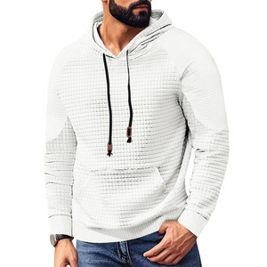 Sweat-shirt à capuche pour homme, pull décontracté avec poche, design matelassé, style américain, taille européenne, beige, manches longues - Product Image 4