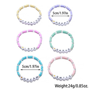 Usine personnalisée perle de rocaille lettre Bracelet bohème coloré amitié cadeau brin Bracelets Design Inspiration - Product Image 5