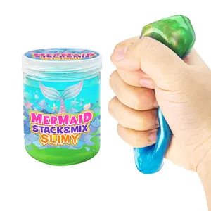 Mainan Slime pelangi anak lelaki perempuan, Kit Slime Glitter baru, penghilang stres, mainan memuaskan, hadiah pesta ulang tahun