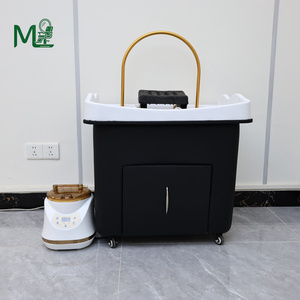 Bac à shampoing de salon avec repose-pieds réglable, circulation d'eau, <span class=keywords><strong>panneau</strong></span> de commande anglais, conduites d'eau chaude/froide, pour coiffure au chevet du lit - Product Image 4