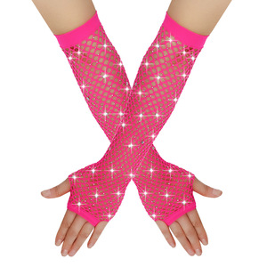 Fingerless <b>Fishnet</b> Gloves Sexy Highly Elastic Arm Sleeve Punk Goth Ladies Disco Rhinestone Performance Gloves Unisex - Product Image 6
