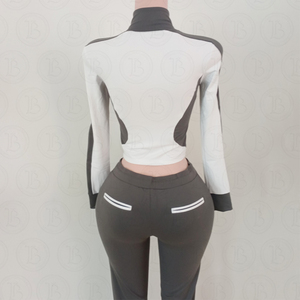 Set Due Pezzi Personalizzato con Logo Ricamato per <span class=keywords><strong>Donna</strong></span>, Abbigliamento in Spugna, Giacca con Zip e Pantaloncini, <span class=keywords><strong>Tuta</strong></span> <span class=keywords><strong>Sportiva</strong></span> in Due Pezzi per <span class=keywords><strong>Donna</strong></span> - Product Image 6