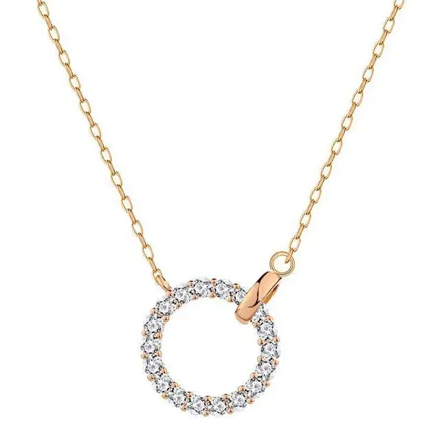 Collane di gioielli alla moda con ciondolo a cerchio di diamanti in argento 925 nuovo Design