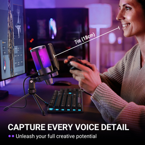 <span class=keywords><strong>Fifine</strong></span> A6V RGB ไมโครโฟนสำหรับเล่นเกมไมโครโฟนคอนเดนเซอร์ USB ปรับได้อย่างรวดเร็วและปิดเสียงด้วยการสัมผัสเพียงครั้งเดียวสำหรับการสตรีมมิ่งพีซีการบันทึกพ็อดคาสท์ - Product Image 6