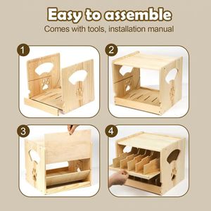Wooden double-layer pet <b>storage</b> <b>rack</b>, stackable tabletop can <b>rack</b>, solid wood <b>kitchen</b> <b>storage</b> for cats and other pets. - Product Image 3