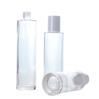 Bouteille cosmétique en verre ronde vide dégradé de luxe de couleur personnalisée bouteille en verre de 120ml avec ensemble de pompe