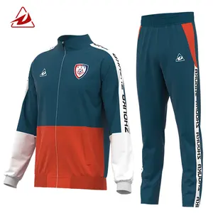 Profissional personalizado de alta qualidade 210/280g jaqueta de futebol de sublimação para treinamento, conjunto completo de agasalhos de futebol