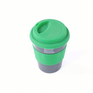 Fournisseur d'usine – Gobelets à café portables en plastique PE, écologiques, personnalisables, réutilisables, 8 oz, bleu et blanc, avec logo sur mesure – Promotionnel - Product Image 4