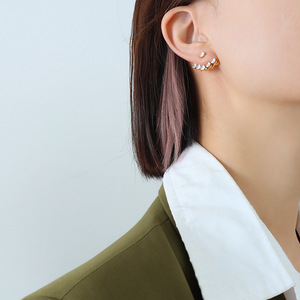 Luxe Femmes Trois Trous Réglable En Acier Inoxydable Or Filles Boucles D'oreilles Goujons Rond Cubique Zircone Lunette Réglage - Product Image 5