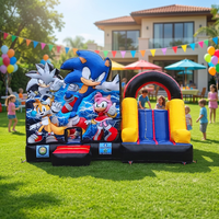 Château gonflable CE pour l'extérieur, idéal pour les fêtes et la location, avec toboggan et aire de jeux rebondissante
