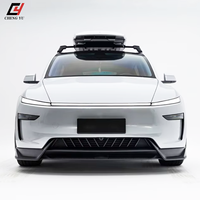 Kit Carrosserie Ultime Style Yofer pour Tesla Model Y Juniper 2025+ en ABS Noir Brillant Effet Carbone, Diffuseur Arrière, Lame Avant et Jupes Latérales