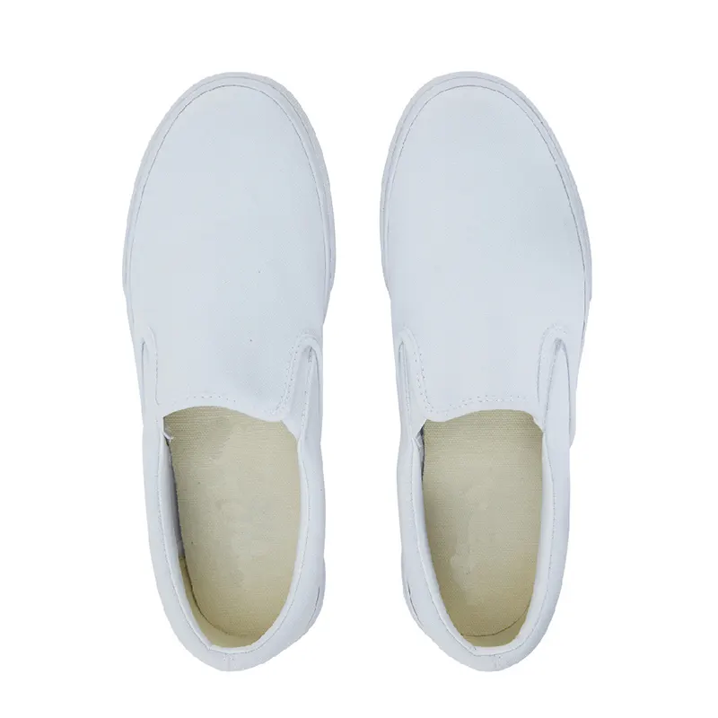 Cheap custom 2021 new classic style blank white casual canvas slip on shoes for men